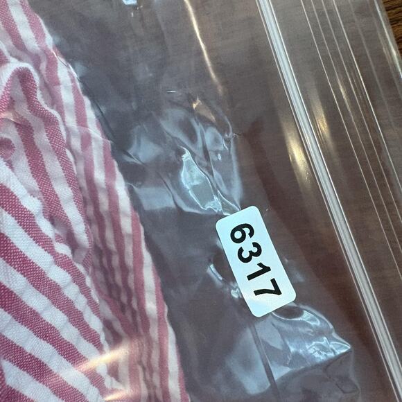 The Vermont Country Store Dress Womens Medium Pink White Seersucker Button Front - Picture 11 of 11